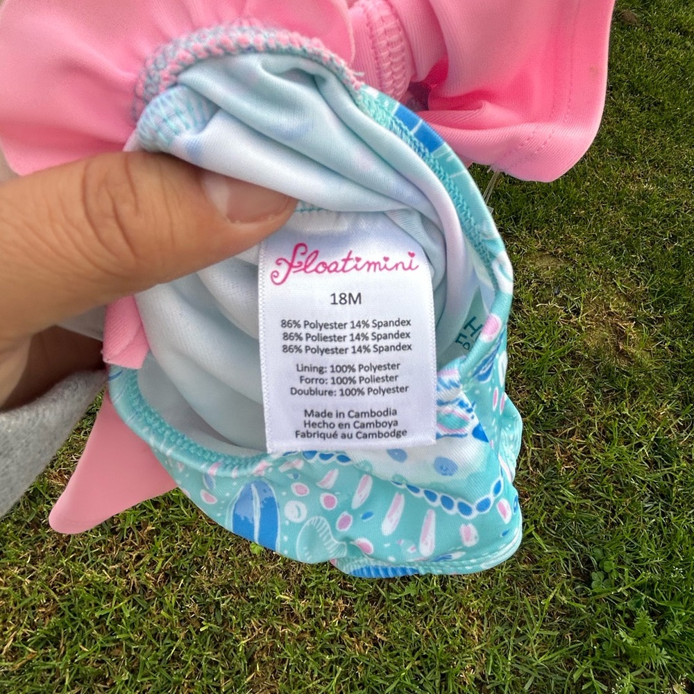 Floatimini Pink and Blue Kids Swim Rashguard - Picture 3 of 3
